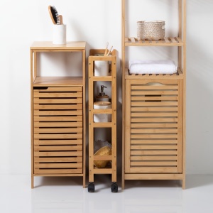 Etajera mobila cu 3 niveluri 5Five Bambou, din bambus, 36x15x74 cm, bej - Img 3