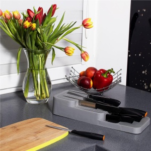 Organizator cutite pentru sertar, 9 compartimente, 40x14cm, gri - Img 2