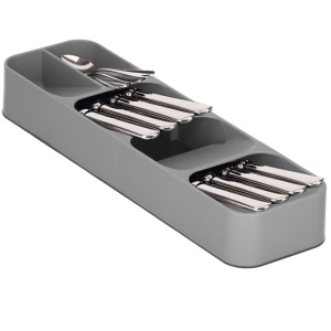 Organizator tacamuri sertar, 5 compartimente, 40x11x5,5cm, gri - Img 6