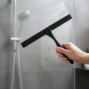 Racleta pentru baie din inox cu suport adeziv, lama 25 cm, finisaj mat negru - Img 4