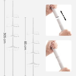 SONGMICS Etajera colt dus, 4 rafturi, inaltime reglabila 85-305 cm, otel si plastic PP, alb - Img 5