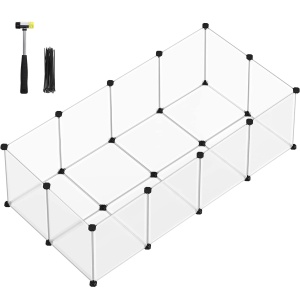 SONGMICS Tarc pentru animale mici rozatoare, din plastic, modulara DIY, 143 x 73 x 46 cm, alb