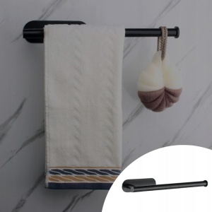 Suport hartie igienica din otel, prindere fara gaurire, 33.5cm, negru - Img 6