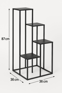 Suport plante Atmosphera cu 4 niveluri, structura metalica, 36x36x87 cm, negru - Img 3