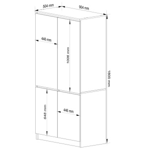 Dulap cu 4 usi, rafturi si bara pentru umerase, PAL laminat, 90x51x180 cm, stejar sonoma - Img 3
