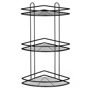 Etajera de colt pentru dus, cu 3 polite, montaj pe perete, inox, 25x25x59 cm, negru - Img 5