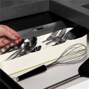 Organizator tacamuri sertar, 5 compartimente, 40x11x5,5cm, alb - Img 4