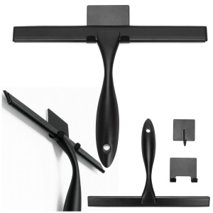 Racleta pentru baie din inox cu suport adeziv, lama 25 cm, finisaj mat negru