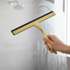 Racleta pentru baie din inox cu suport adeziv, lama 25 cm, finisaj lucios auriu - Img 5