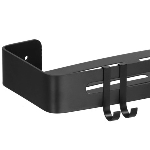 Raft de baie cu 2 agatatori, 2 sisteme instalare pe perete, aluminiu, 32x12x4cm, negru - Img 5