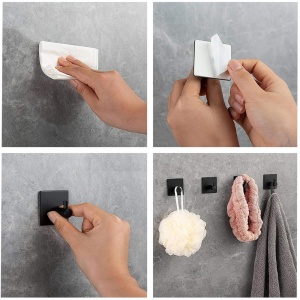 Set 4 agatatori tip cuier pentru baie, sistem fixare inclus, aluminiu, negru - Img 5