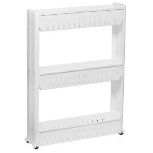 Sistem rafturi de depozitare Sersimo HA110 cu roti pentru bucatarie sau baie cu 3 polite, alb
