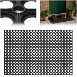 Covor de cauciuc perforat pentru intrare, PVC antiderapant, 60×90 cm, negru - Img 4