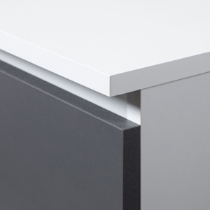 Dulap cu usa, 2 sertare si 7 rafturi, PAL laminat 16 mm, 80x35x180 cm, alb si gri - Img 6