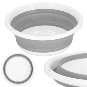 Lighean pliabil, rotund, din plastic si silicon, 37x15cm, 9litri, gri - Img 4