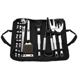 Set accesorii pentru gratar din inox, 20 de piese inclusiv perie, husa transport - Img 6