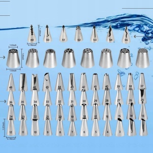 Set patiserie cu platou rotativ, 137 piese cu sabloane pentru ornarea prajiturilor - Img 3