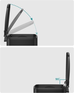 SONGMICS Cos de gunoi pentru baie, cu pedala si soft-close, 6 litri, negru - Img 4