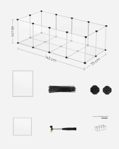 SONGMICS Tarc pentru animale mici rozatoare, din plastic, modulara DIY, 143 x 73 x 46 cm, alb - Img 5