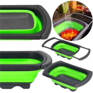 Strecuratoare pliabila pentru chiuveta, din plastic si silicon, brate extensibile, lungime 38-60cm - Img 5