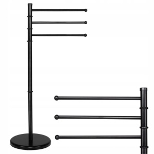 Suport cuier pentru prosoape cu 3 brate egale 32 cm, inaltime 86 cm, negru - Img 4