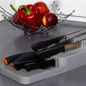 Organizator cutite pentru sertar, 9 compartimente, 40x14cm, gri - Img 3