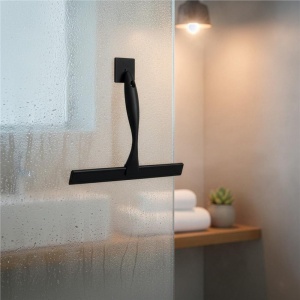 Racleta pentru baie din inox cu suport adeziv, lama 25 cm, finisaj mat negru - Img 5