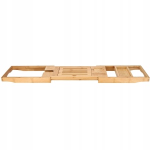 Raft cu tava pentru cada din bambus natural Sersimo 1025, extensibila, 75-111x23cm - Img 3