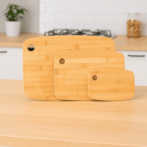 Set 3 tocatoare 5Five Bambou din bambus, 37×28 cm, 29×21 cm si 19×14 cm, maro natur - Img 2
