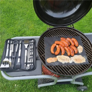 Set accesorii pentru gratar din inox, 20 de piese inclusiv perie, husa transport - Img 3