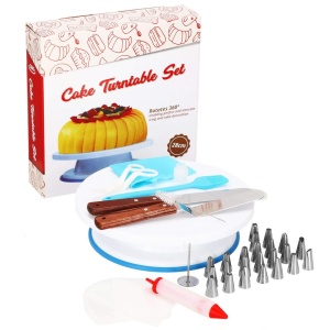 Set patiserie cu platou rotativ, 37 piese cu sabloane pentru ornarea prajiturilor - Img 4