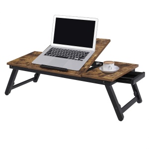 SONGMICS Masa de pat pentru laptop, plabila si reglabila, 71x35x23 cm, maro - Img 6