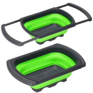 Strecuratoare pliabila pentru chiuveta, din plastic si silicon, brate extensibile, lungime 38-60cm - Img 3