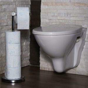 Suport hartie igienica 2 in 1 cu tija mobila, 68.5cm, argintiu - Img 5