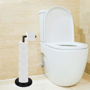 Suport hartie igienica 2 in 1 cu tija mobila, 68.5cm, negru - Img 6