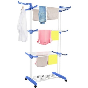 Uscator vertical pentru rufe, mobil si pliabil, cu doua umerase, 75x57x170cm, sarcina 15kg