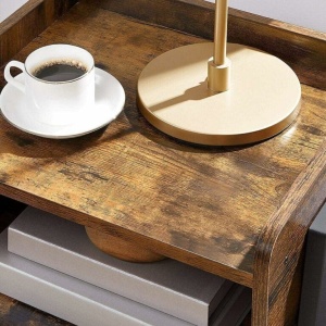 VASAGLE Noptiera cu compartiment de depozitare frontal deschis, MDF, 42x35x52cm, maro rustic - Img 5