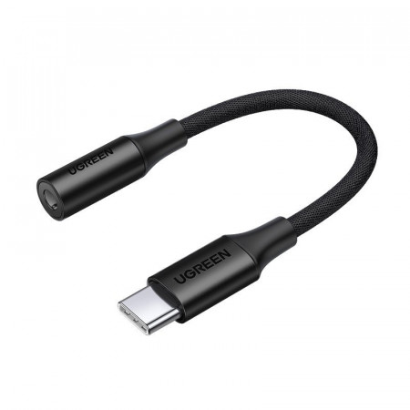 Аудио кабел UGREEN USB Type C (мъжко) към жак 3.5mm (женско) 0.1m черен (AV161 50631)