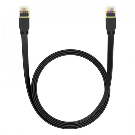 Бърз плосък интернет кабел BASEUS RJ45 cat.7 10Gb/s 2m черен