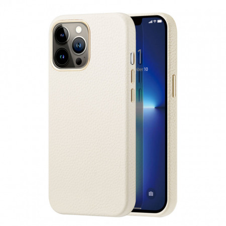 Гръб от естествена кожа DUX DUCIS Roma - iPhone 13 Pro Max бял