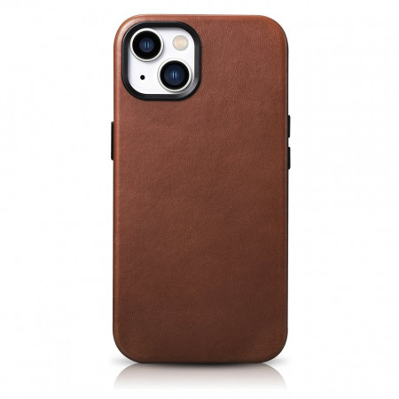 Гръб от естествена кожа iCARER Leather Oil Wax Premium MagSafe - iPhone 14 Plus кафяв