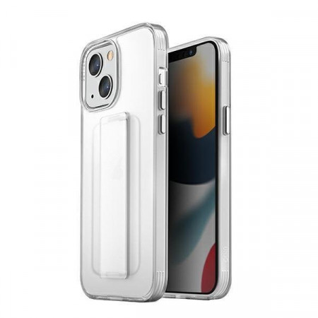 Гръб с лентов държач и каишка UNIQ Heldro с антимикробно покритие - iPhone 13 прозрачен