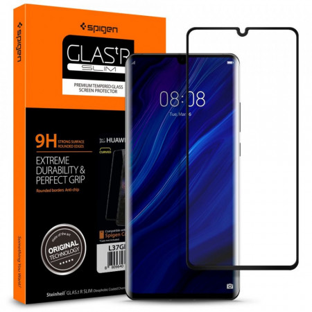 Закален стъклен протектор SPIGEN TR Slim - Huawei P30 Pro с черна рамка