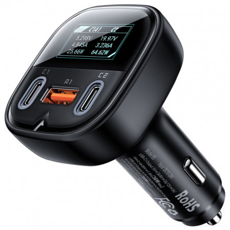 Зарядно за кола ACEFAST 101W USB Type A / 2x USB Type C PPS PD QC 4.0 AFC FCP с дисплей (B5) черно
