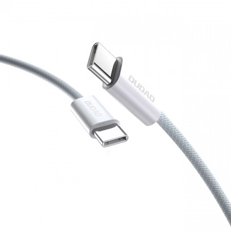 Кабел за зареждане и данни с оплетка DUDAO USB Type C към USB Type C 2m Power Delivery 60W бял