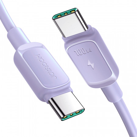 Кабел за зареждане и данни JOYROOM USB Type C към USB Type C 100W 1.2m S-CC100A14 лилав - Img 1
