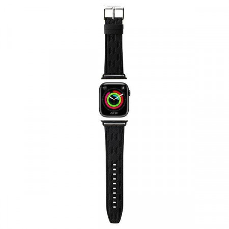 Каишка от еко кожа KARL LAGERFELD Saffiano Monogram - Apple Watch 41mm Series 9 / 41mm Series 8 / 41mm Series 7 / 40mm Series 6 / 40mm SE / 40mm Series 5 / 40mm Series 4 / 38mm Series 3 / 38mm Series 2 / 38mm (1st gen) черен