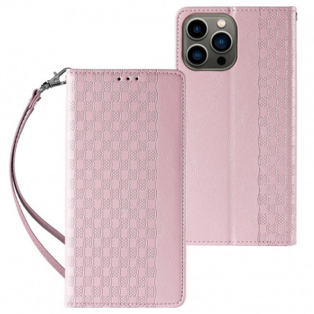 Калъф тип книга с връзка Magnet Strap - iPhone 14 Plus розов