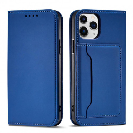 Калъф тип книга с външен джоб Magnet Card - iPhone 12 Pro син