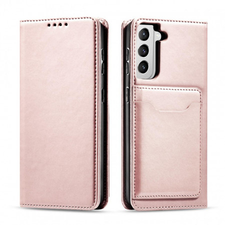 Калъф тип книга с външен джоб Magnet Card - Samsung Galaxy S22+ розов